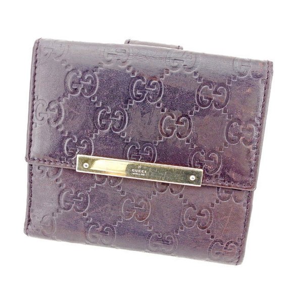 Gucci Wallet Purse Guccissima Brown Gold Woman unisex Authentic Used T2903 - Picture 1 of 6